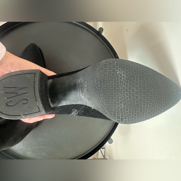 Stuart Weitzman Black Suede Zip Up Bacari Booties Size 8 - Picture 4 of 6